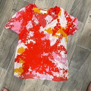 Caballero‎ pink floral blouse womens size XS